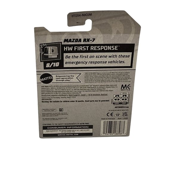 Hot Wheels Mazda RX-7 Black Police Car HW First Response Diecast 1:64 - Picture 6 of 6